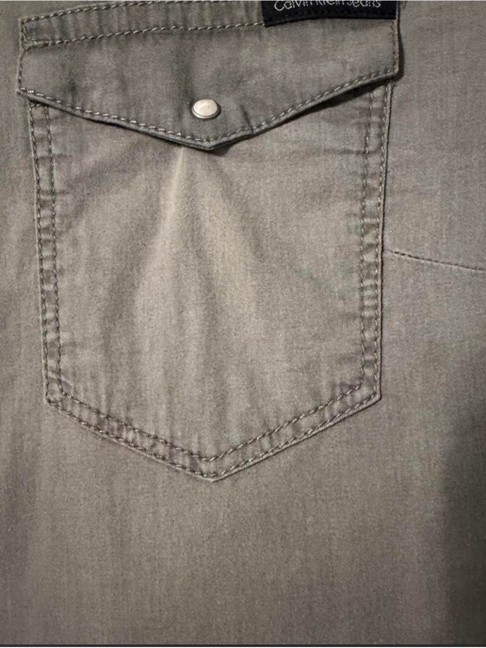 Calvin Klein Women's Grey Button-Front Western Shirt - Picture 2 of 5